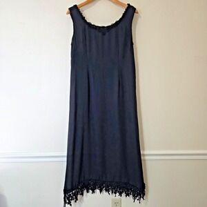 Vintage Embroidered Sheer Dress Sz L Black Romantic Goth‎ Witchy Whimsigoth